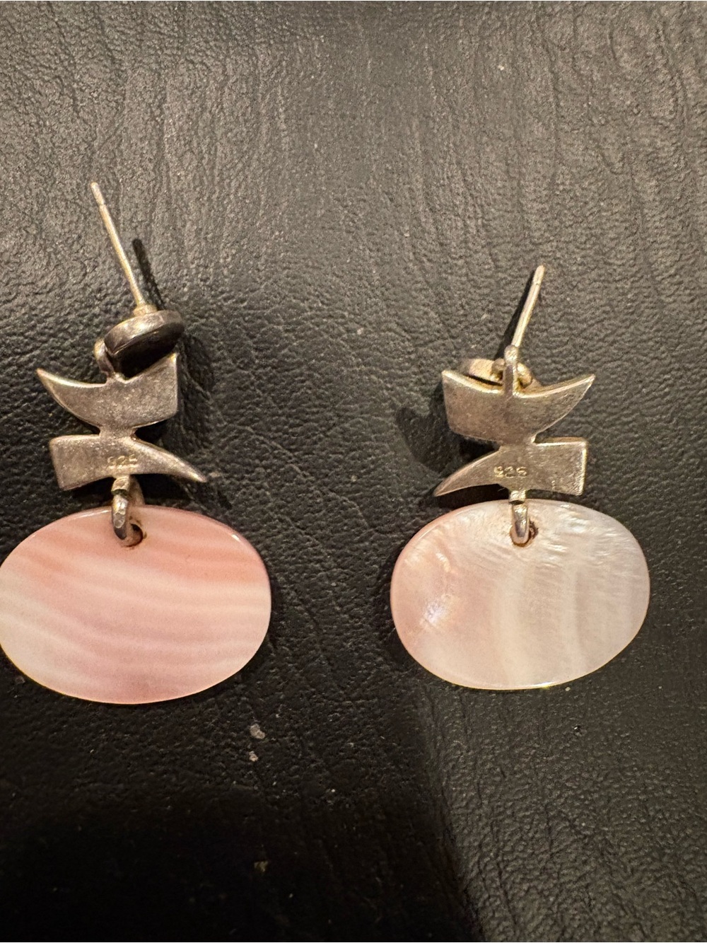 Sterling Silver Pink Shell Drop Earrings